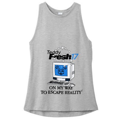 Teddyfresh Computer On My Way To Escape Reality Ladies PosiCharge Tri-Blend Wicking Tank