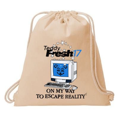 Teddyfresh Computer On My Way To Escape Reality Drawstring Bag