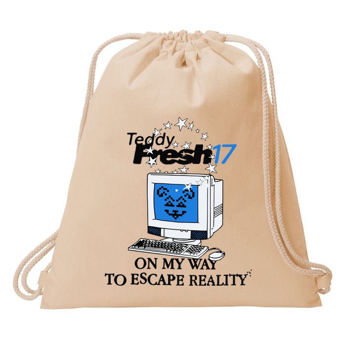 Teddyfresh Computer On My Way To Escape Reality Drawstring Bag