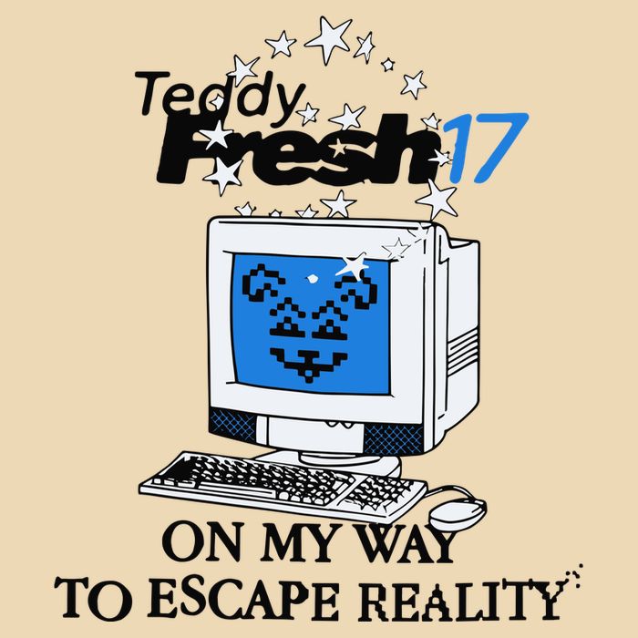 Teddyfresh Computer On My Way To Escape Reality Drawstring Bag