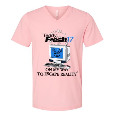 Teddyfresh Computer On My Way To Escape Reality V-Neck T-Shirt