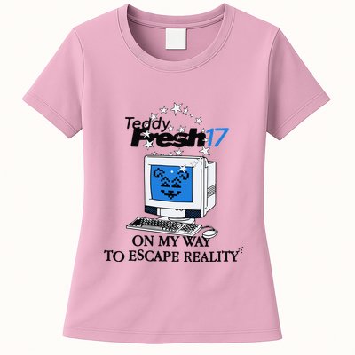 Teddyfresh Computer On My Way To Escape Reality Womens T-Shirt