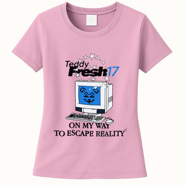 Teddyfresh Computer On My Way To Escape Reality Womens T-Shirt