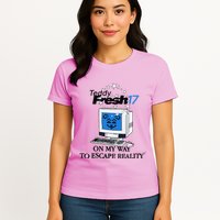 Teddyfresh Computer On My Way To Escape Reality Womens T-Shirt
