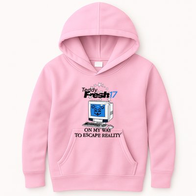 Teddyfresh Computer On My Way To Escape Reality Kids Hoodie