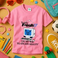 Teddyfresh Computer On My Way To Escape Reality Kids T-Shirt