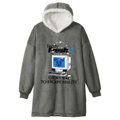 Teddyfresh Computer On My Way To Escape Reality Hooded Wearable Blanket