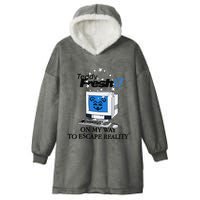 Teddyfresh Computer On My Way To Escape Reality Hooded Wearable Blanket