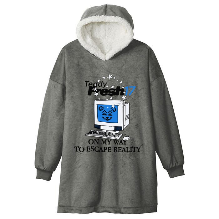 Teddyfresh Computer On My Way To Escape Reality Hooded Wearable Blanket