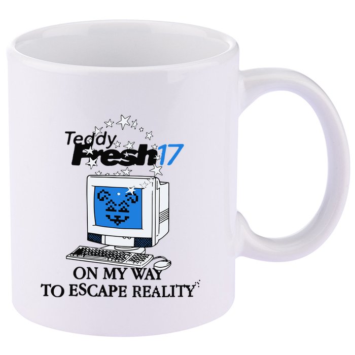 Teddyfresh Computer On My Way To Escape Reality 11oz C Handle Ceramic Mug