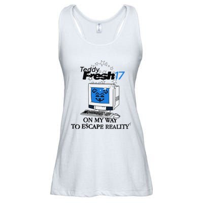 Teddyfresh Computer On My Way To Escape Reality Ladies Essential Flowy Tank