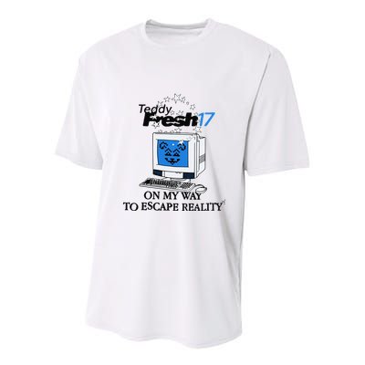 Teddyfresh Computer On My Way To Escape Reality Youth Performance Sprint T-Shirt