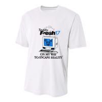 Teddyfresh Computer On My Way To Escape Reality Youth Performance Sprint T-Shirt