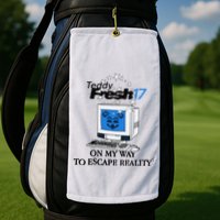 Teddyfresh Computer On My Way To Escape Reality Golf Towel