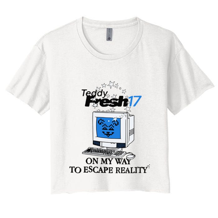 Teddyfresh Computer On My Way To Escape Reality Crop Top