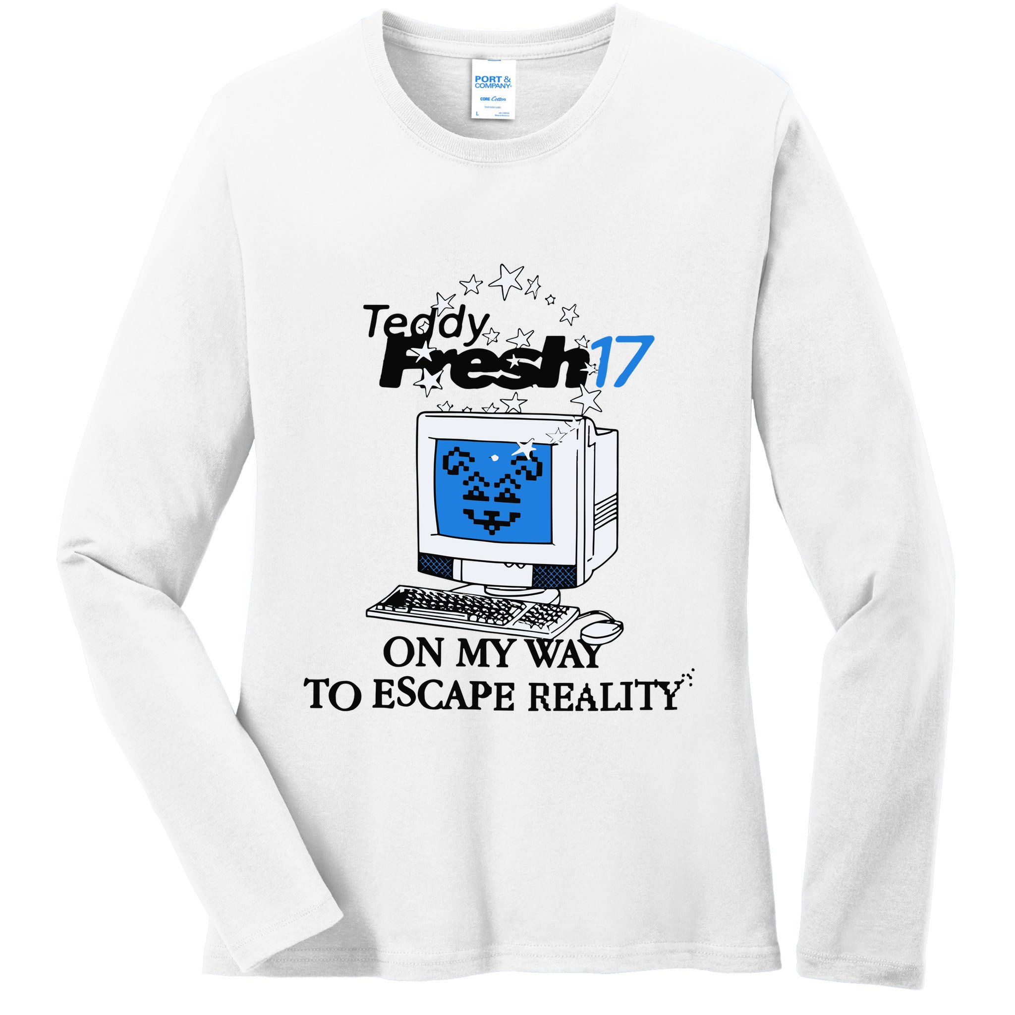 Teddyfresh Computer On My Way To Escape Reality Ladies Long Sleeve Shirt