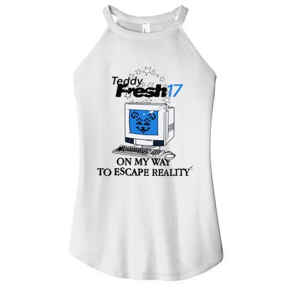 Teddyfresh Computer On My Way To Escape Reality Women's Perfect Tri Rocker Tank
