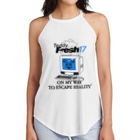 Teddyfresh Computer On My Way To Escape Reality Women's Perfect Tri Rocker Tank