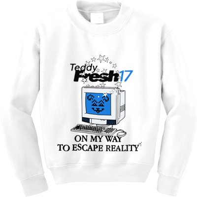 Teddyfresh Computer On My Way To Escape Reality Kids Sweatshirt