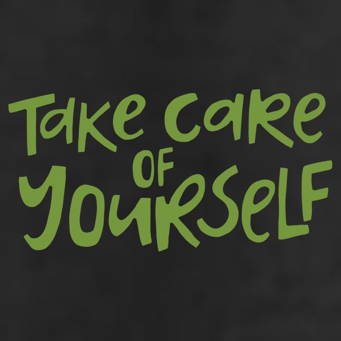 Take Care Of Yourself Positive Quote 7 Panel Mesh Trucker Snapback Hat