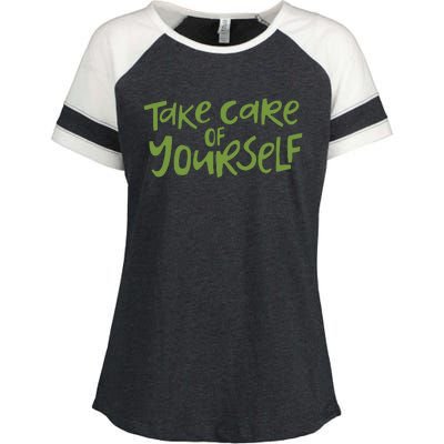 Take Care Of Yourself Positive Quote Enza Ladies Jersey Colorblock Tee