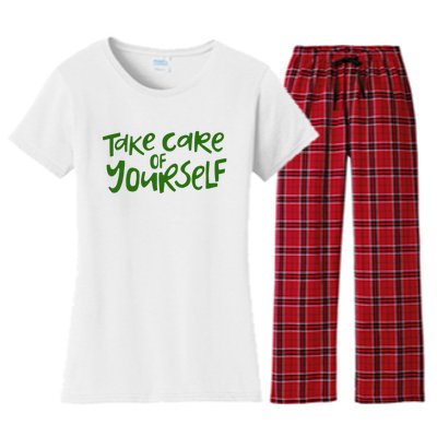 Take Care Of Yourself Positive Quote Women's Flannel Pajama Set