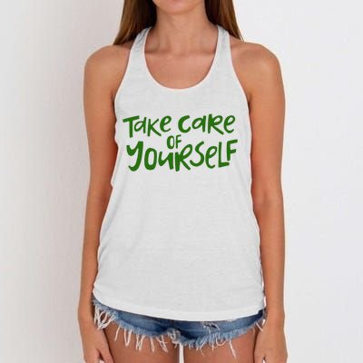 Take Care Of Yourself Positive Quote Women's Knotted Racerback Tank