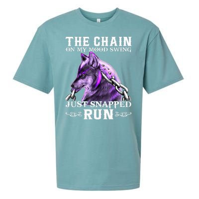 The Chain On My Mood Swing Just Snapped Run Wolf Cool Funny Sueded Cloud Jersey T-Shirt