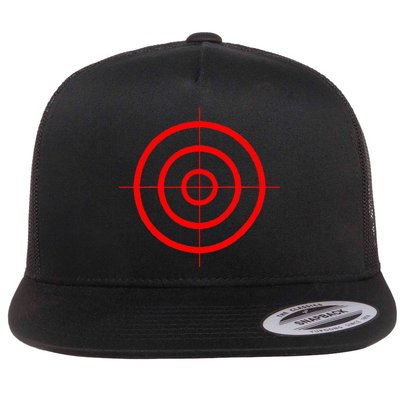 Target Crosshair On Back No Text On Front Flat Bill Trucker Hat