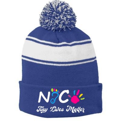 Taking Care Of Tiny Lives Neonatal NICU Nurse Gift Stripe Pom Pom Beanie