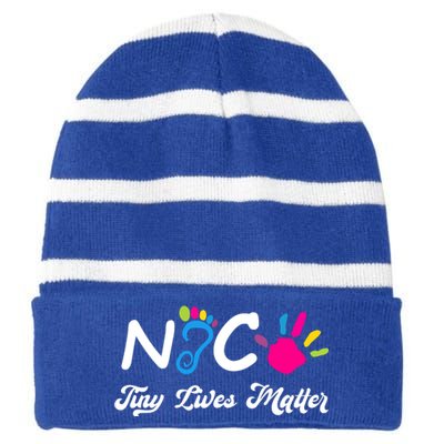 Taking Care Of Tiny Lives Neonatal NICU Nurse Gift Striped Beanie with Solid Band