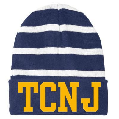 The College Of New Jersey Striped Beanie with Solid Band