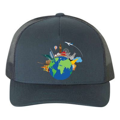 Travel Collage Of Destinations Sights Around The World Yupoong Adult 5-Panel Trucker Hat