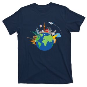 Travel Collage Of Destinations Sights Around The World T-Shirt