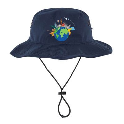 Travel Collage Of Destinations Sights Around The World Legacy Cool Fit Booney Bucket Hat