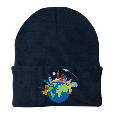 Travel Collage Of Destinations Sights Around The World Knit Cap Winter Beanie