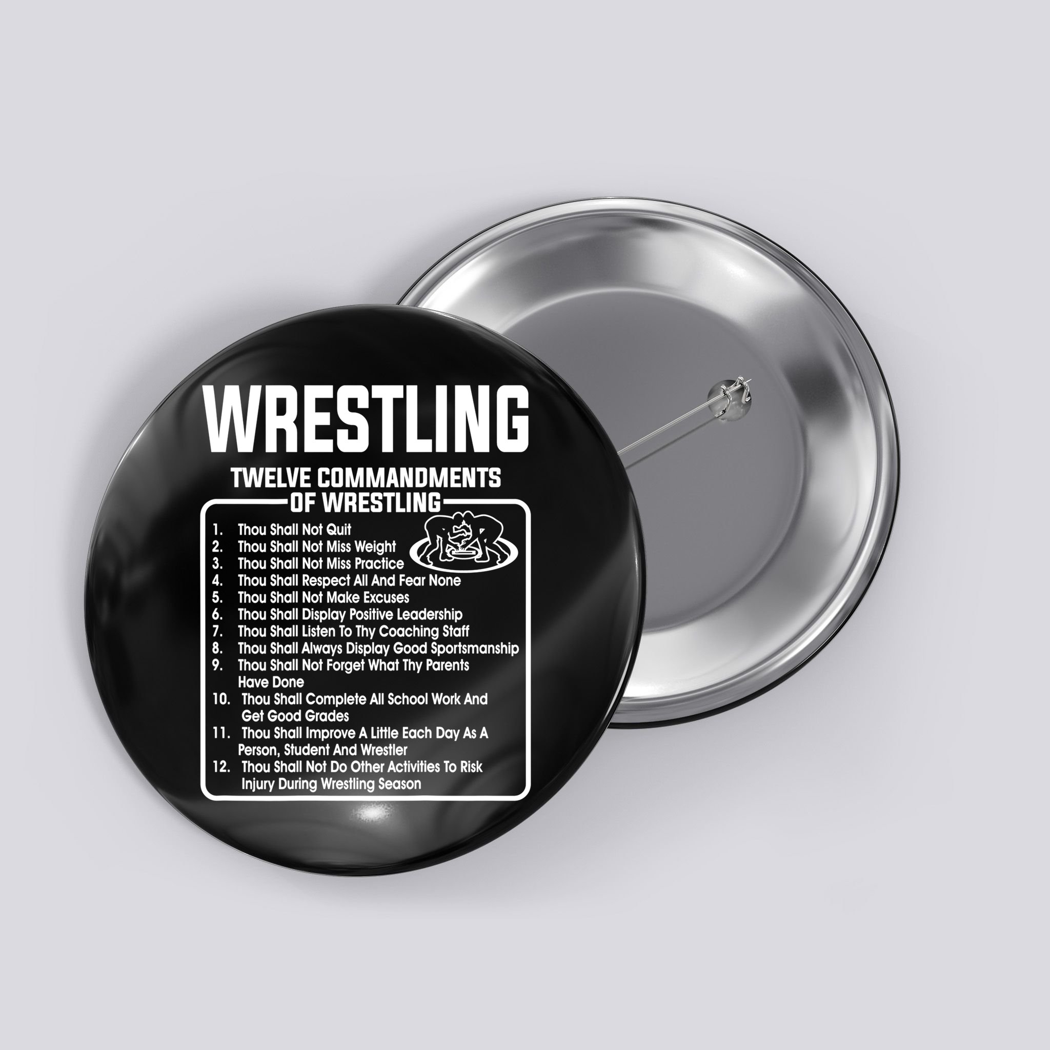Twelve Commandments Of Wrestling TShirt Button