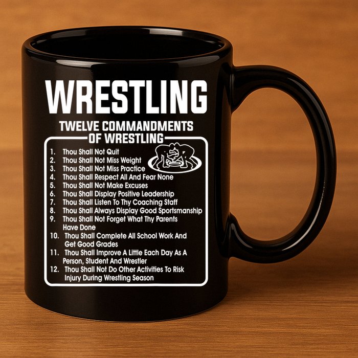 Twelve Commandments Of Wrestling TShirt 11oz C Handle Ceramic Mug