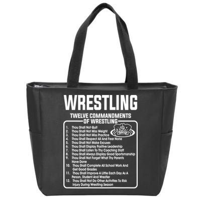 Twelve Commandments Of Wrestling TShirt Zip Tote Bag