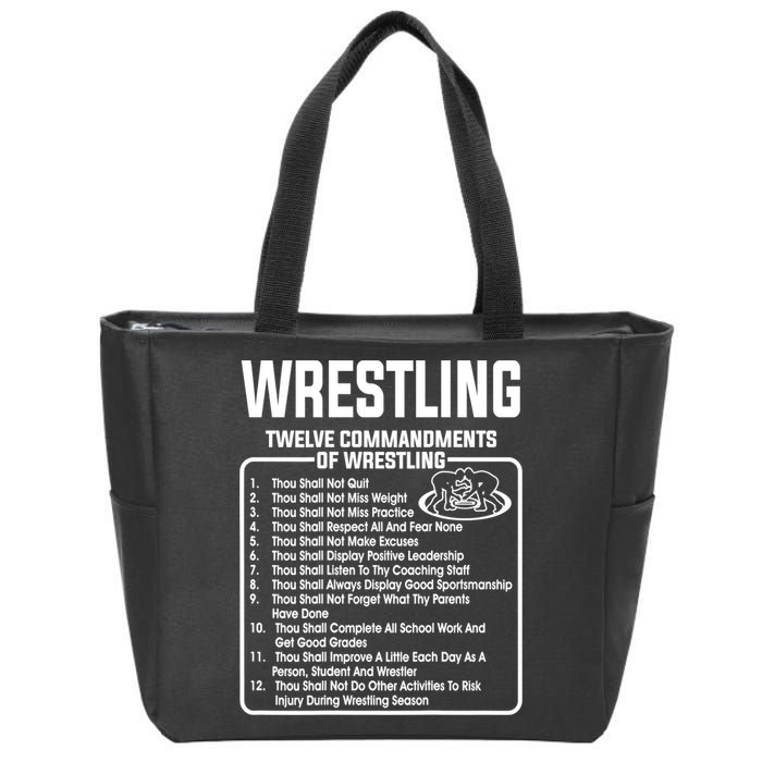 Twelve Commandments Of Wrestling TShirt Zip Tote Bag