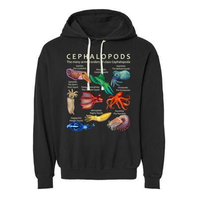The Cephalopod: Octopus, Squid, Cuttlefish, And Nautilus Garment-Dyed Fleece Hoodie