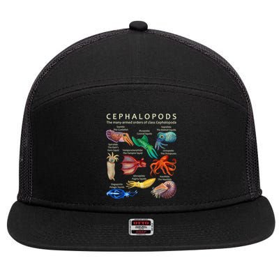 The Cephalopod: Octopus, Squid, Cuttlefish, And Nautilus 7 Panel Mesh Trucker Snapback Hat