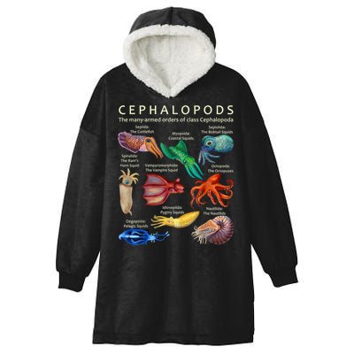 The Cephalopod: Octopus, Squid, Cuttlefish, And Nautilus Hooded Wearable Blanket