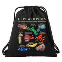 The Cephalopod: Octopus, Squid, Cuttlefish, And Nautilus Drawstring Bag