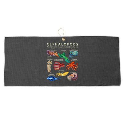 The Cephalopod: Octopus, Squid, Cuttlefish, And Nautilus Large Microfiber Waffle Golf Towel