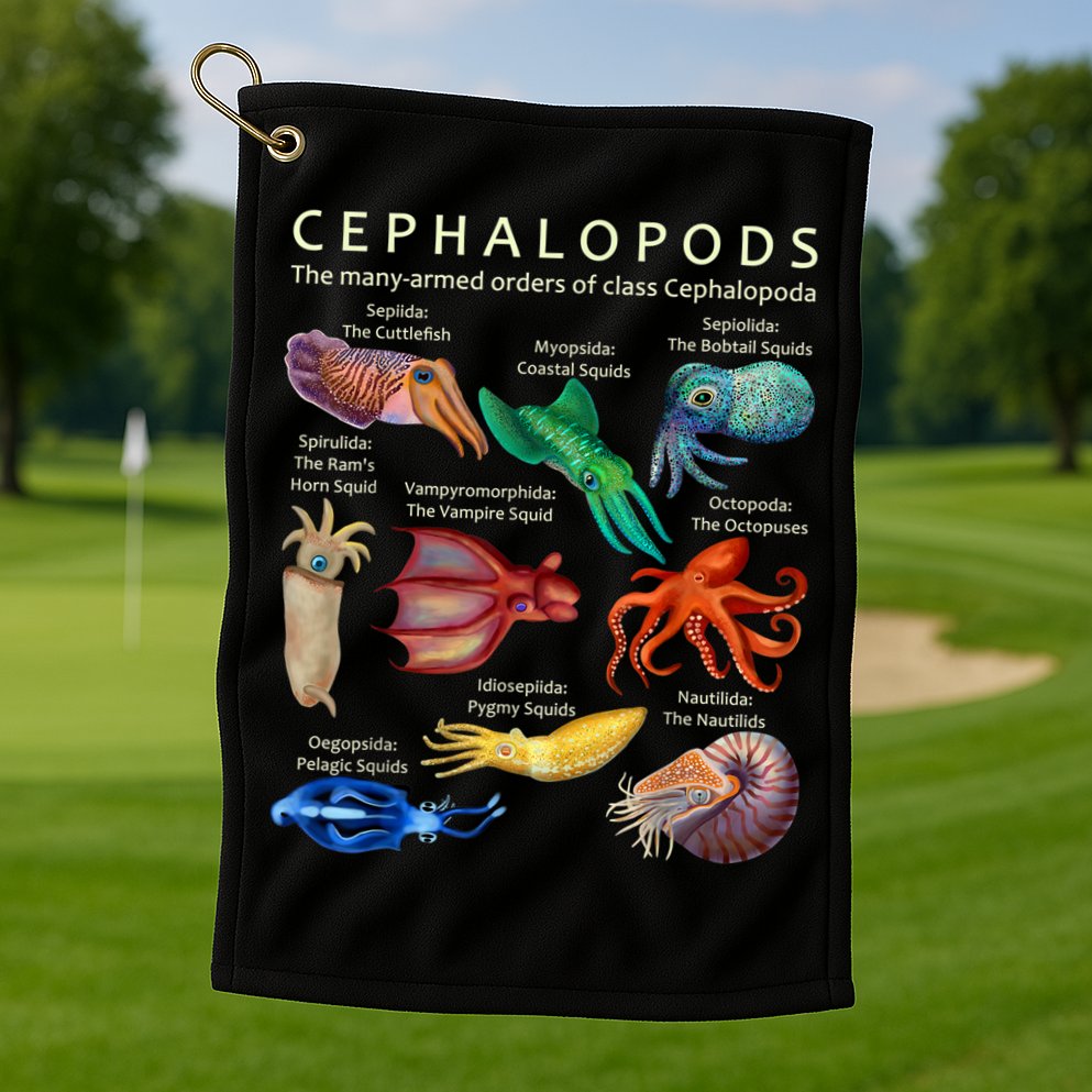 The Cephalopod: Octopus, Squid, Cuttlefish, And Nautilus Golf Towel
