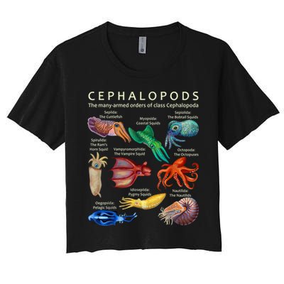 The Cephalopod: Octopus, Squid, Cuttlefish, And Nautilus Crop Top