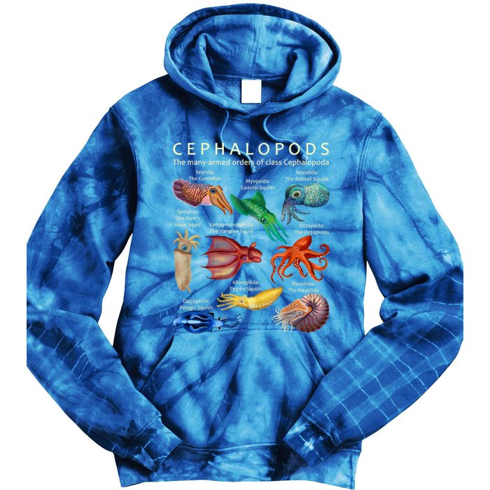 The Cephalopod: Octopus, Squid, Cuttlefish, And Nautilus Tie Dye Hoodie