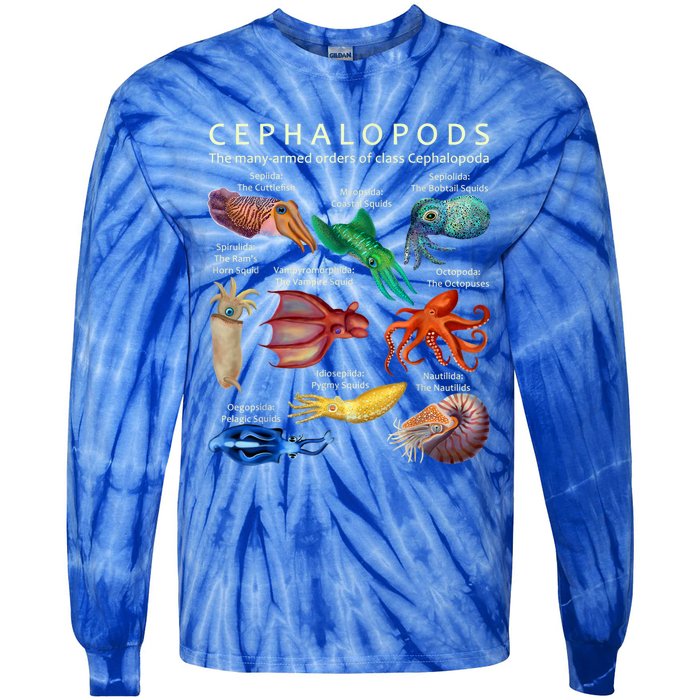 The Cephalopod: Octopus, Squid, Cuttlefish, And Nautilus Tie-Dye Long Sleeve Shirt