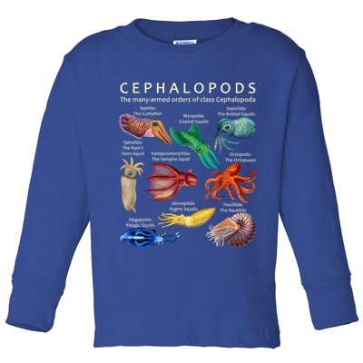 The Cephalopod: Octopus, Squid, Cuttlefish, And Nautilus Toddler Long Sleeve Shirt